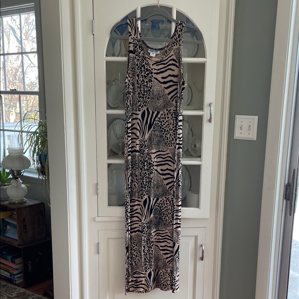 Chic Zebra and Leopard Print Maxi Dress